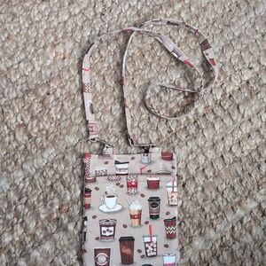 Coffee lovers Print Fabric Crossbody Bag